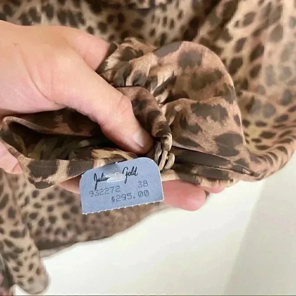 NEW Jonathan Simkhai Felicity Chiffon Blouse Camel Leopard Y2K 90s Animal Print - Picture 5 of 9